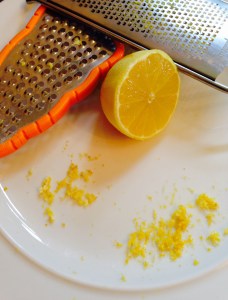 Lemon zesting with a microplane