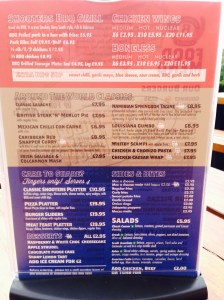 Menu - Correct at time of publishing